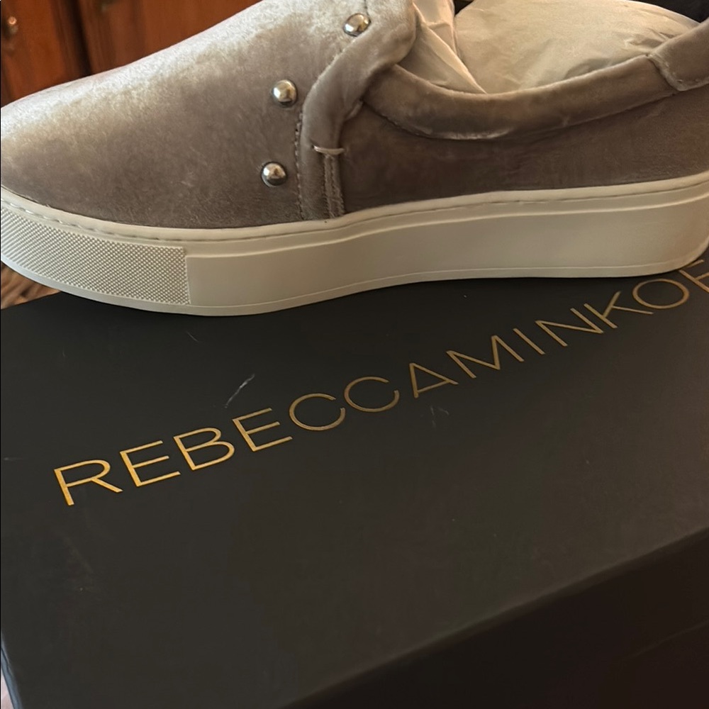 Rebecca Minkoff Gray and White Sneakers with Platform Sole